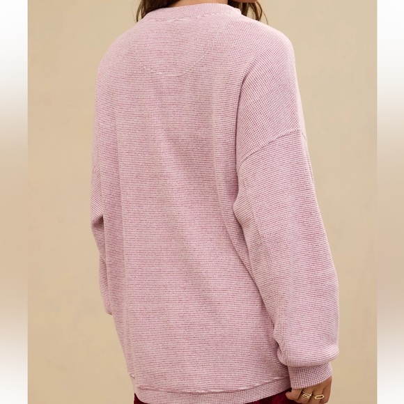 🎉Host Pick 🎉 AERIE ‘Getaway’ Waffle Pink Oversized Sweatshirt - Picture 3 of 12